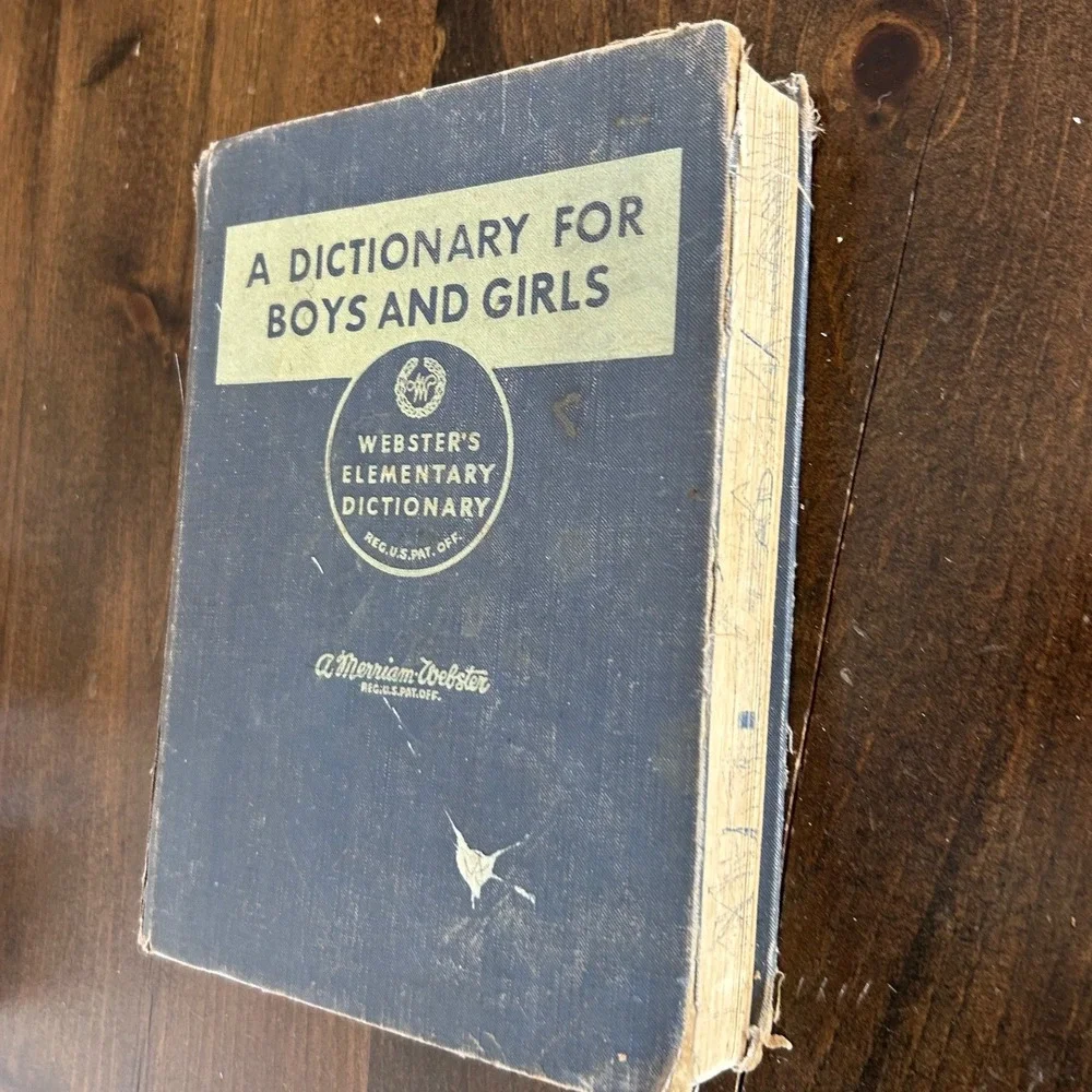 Vintage Merriam Webster Elementary Dictionary Boys & Girls 1959 Blue Illustrated